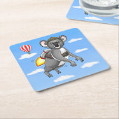 Rocket Koala-Beer Vierkante Kartonnen Onderzetter (Schuin)