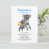 Rocket Koala Verjaardag uitnodiging (Staand voorkant)