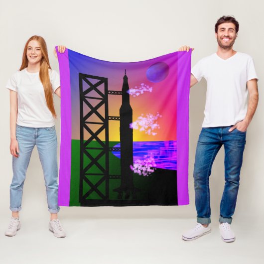 Rocket Launch Throw, pinnen en purples Fleece Deken (In situ)