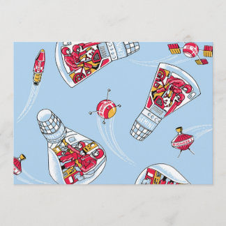 Rocket Man Retro Gemini Rockets in Space Party Kaart
