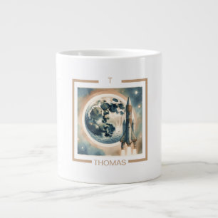 Rocket Moon Space Monogram Extra Grote Beker