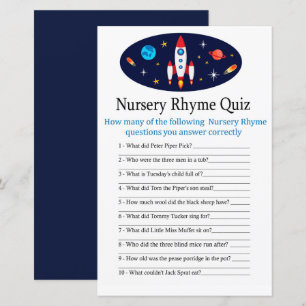 Rocket Nursery Rhyme Quiz baby shower game