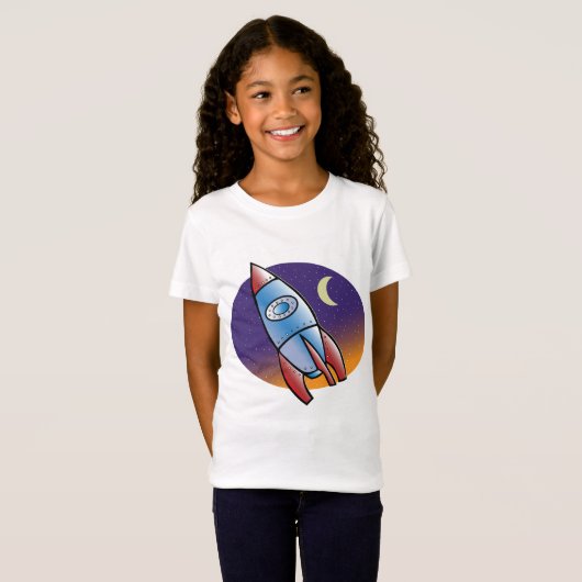 Rocket Outer Space Travel Girls T T-shirt (Voorkant volledig)