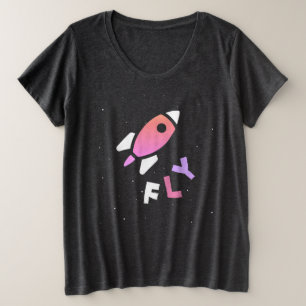 Rocket - Paarse en rozeAbstracte Pop Art. FLY! Grote Maat T-shirt