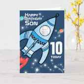 Rocket photo Son 10e anniversaire carte garçon (Fleur jaune)