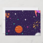 Rocket planeet galaxy jongen verjaardag dank u kaa aankondiging (Achterkant)