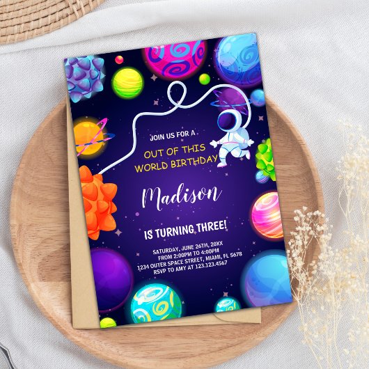 Rocket & Planets Kinder feestthema Kaart