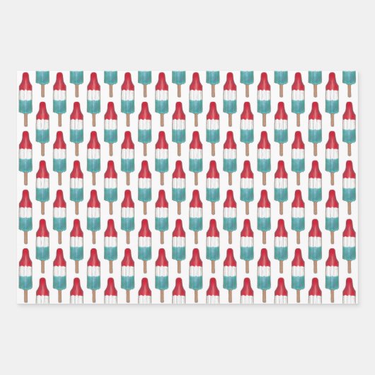 Rocket Pop Popsicle Fireworks, 4de juli patriottis Inpakpapier Vel (Voorkant 3)