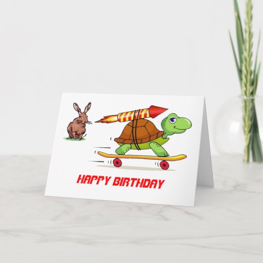 Rocket Propelled Tortoise en Hare Verjaardag Kaart (Voorkant)