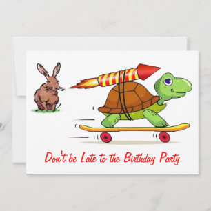 Rocket Propsed Tortoise en Hare Birthday Party Kaart