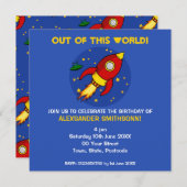 Rocket red yellow Square Birthday Invitation Kaart (Voorkant / Achterkant)