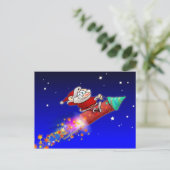 Rocket Santa 02 Feestdagenkaart (Staand voorkant)