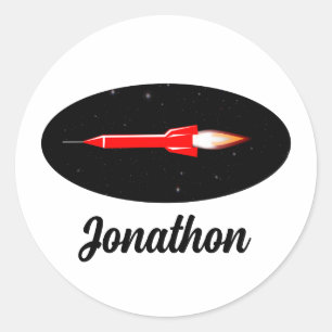 ROCKET Sci Fi retro Ronde Sticker