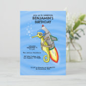 Rocket Seahorse Invitation Anniversaire (Debout devant)