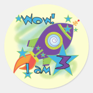 Rocket Ship 3rd Verjaardag T-shirts en geschenken Ronde Sticker