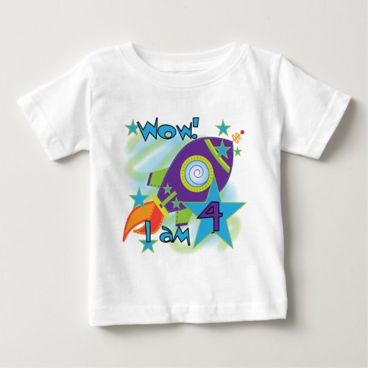 Rocket Ship 4th Birthday T-shirts en geschenken (Voorkant)