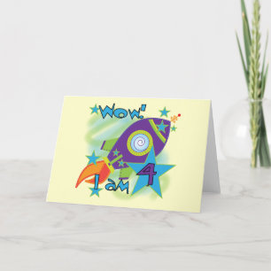 Rocket Ship 4th Birthday T-shirts en geschenken Kaart
