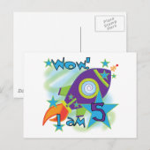 Rocket Ship 5th Birthday T-shirts en cadeautjes Briefkaart (Voorkant / Achterkant)