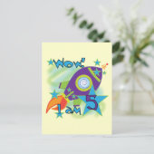 Rocket Ship 5th Birthday T-shirts en cadeautjes Briefkaart (Staand voorkant)