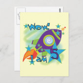 Rocket Ship 5th Birthday T-shirts en cadeautjes Briefkaart (Voorkant / Achterkant)
