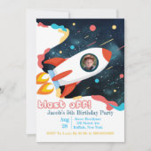 Rocket Ship Add Photo Birthday Party (Voorkant)