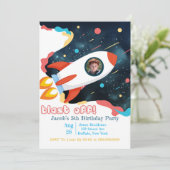 Rocket Ship Add Photo Birthday Party (Staand voorkant)