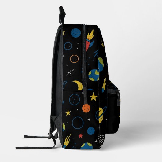 Rocket Ship Backpack with Solar System Design Bedrukte Rugzak (Links)