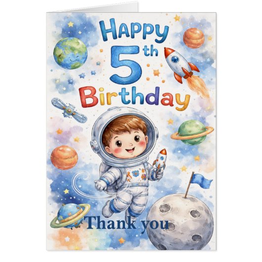 Rocket ship birthday Space Planets Boy Stars (Voorkant)