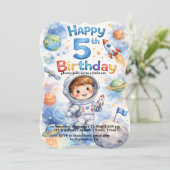 Rocket ship birthday Space Planets Boy Stars Kaart (Staand voorkant)