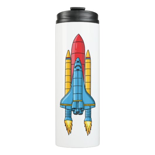 Rocket ship cartoon illustration thermosbeker (Voorkant)