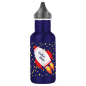 Rocket Ship Cute Kids Bouteille d'eau avec nom (Gauche)