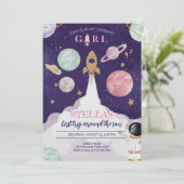 Rocket Ship Galaxy Invitation Anniversaire Pour Fi (Debout devant)