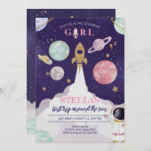 Rocket Ship Galaxy Invitation Anniversaire Pour Fi (Devant / Derrière)