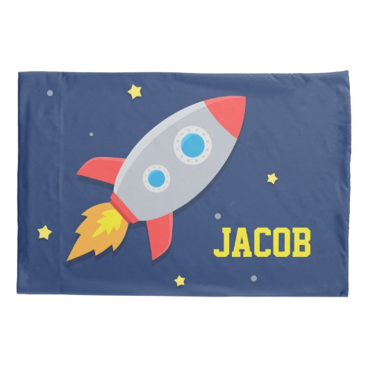 Rocket Ship in Buitengrens Room Pillowcase Kussensloop (Achterkant)