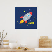 Rocket Ship in Kinderen buitenruimte-decor-Poster Poster (Keuken)