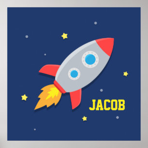 Rocket Ship in Kinderen buitenruimte-decor-Poster Poster