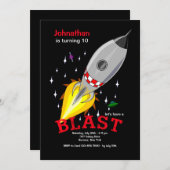 Rocket Ship in Space Invitation Kaart (Voorkant / Achterkant)