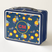 Rocket Ship in Space Navy Blue Monogrammed Boy's (Voorkant)