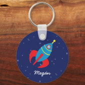 Rocket Ship in Space Sleutelhanger (Voorkant)