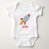 Rocket Ship, Outer Space, voor baby jongens Romper (Voorkant)
