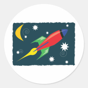 Rocket Ship Ronde Sticker