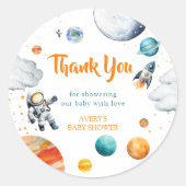 Rocket Ship Thank You Sticker Space Baby Shower (Devant)