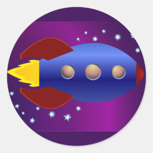 Rocket Ship to the Stars Ronde Sticker
