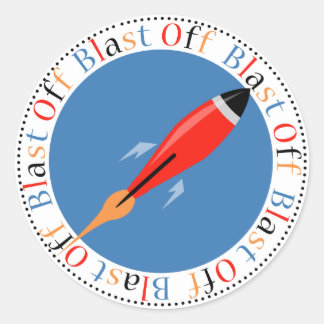 Rocket Ship Verjaardagsfeestje Stickers