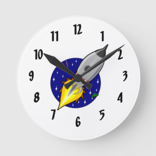 Rocket Ship Wall Clock Ronde Klok