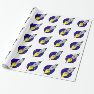 Rocket Ship Wrapping Paper Cadeaupapier
