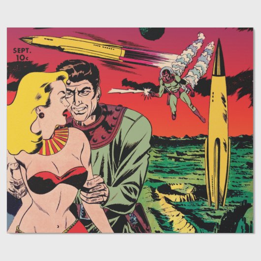 Rocket Ship X Sci Fi Comic Book Hoesje Cadeaupapier (Vlak)