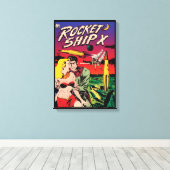 Rocket Ship X  Sci Fi Comic Book Hoesje Canvas Afdruk (Insitu (Houten vloer))