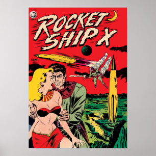 Rocket Ship X  Sci Fi Comic Book Hoesje Poster
