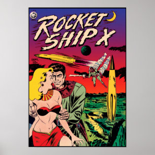 Rocket Ship X  Sci Fi Comic Book Hoesje Poster